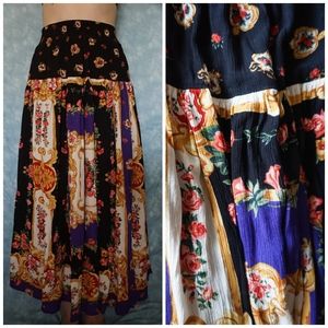 VTG Boho Floral Midi Skirt